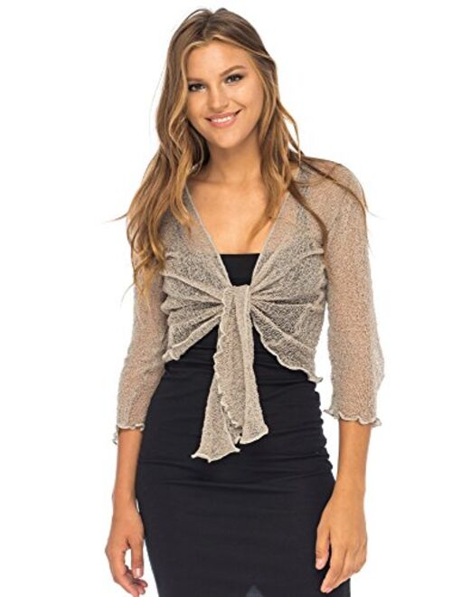 Back From Bali Womens Sheer Shrug Cardigan Lightweight Knit