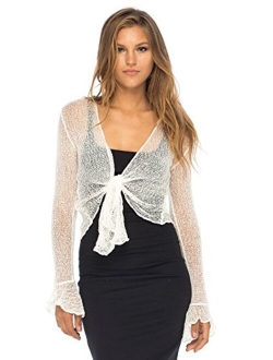 Back From Bali Womens Sheer Shrug Bolero Long Sleeves Cropped Cardigan Lite Bell Sleeves