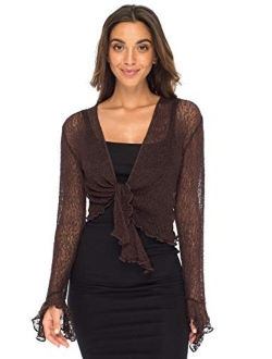 Back From Bali Womens Sheer Shrug Bolero Long Sleeves Cropped Cardigan Lite Bell Sleeves