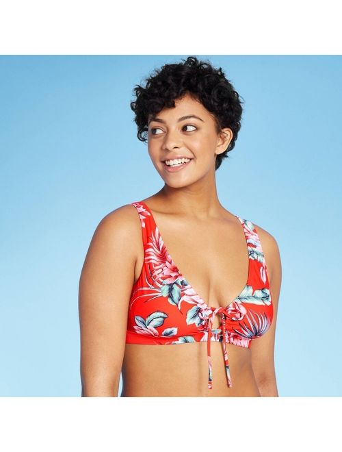 Women's Keyhole Bikini Top - Kona Sol Red Floral