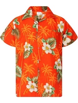 Funky Hawaiian Shirt Men Shortsleeve Frontpocket Hawaiian-Print Leaves Flowers Pineapple