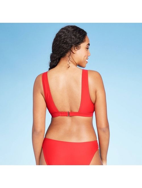 Women's Caged Side Detail Bikini Top - Shade & Shore Red