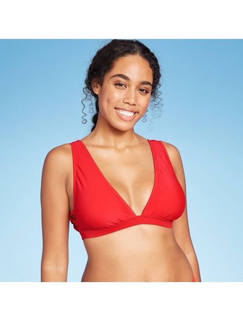 Women's Caged Side Detail Bikini Top - Shade & Shore Red