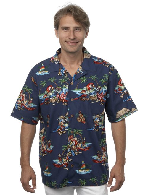 Benny's Mens Parrots and Margaritas Parrothead Hawaiian Shirt