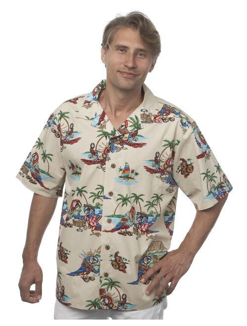 Benny's Mens Parrots and Margaritas Parrothead Hawaiian Shirt