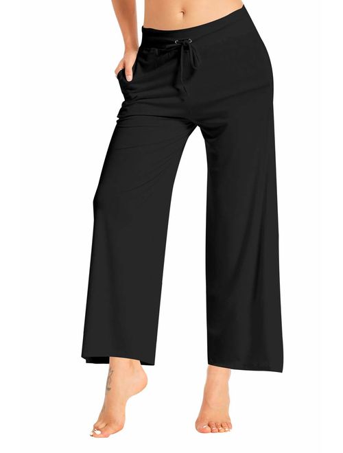 Buy fitglam Women's Stretchy Wide Leg Palazzo Lounge Pants Bootcut Yoga ...