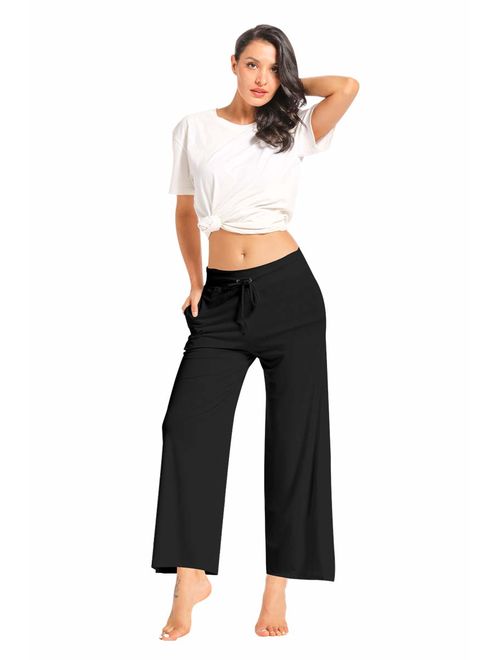 Buy Fitglam Women's Stretchy Wide Leg Palazzo Lounge Pants Bootcut Yoga ...