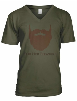 Amdesco Men's Bearded for Her Pleasure V-Neck T-Shirt