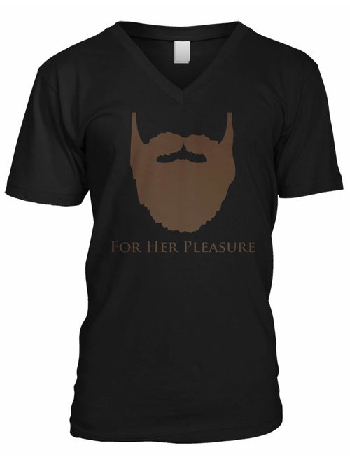 Amdesco Men's Bearded for Her Pleasure V-Neck T-Shirt