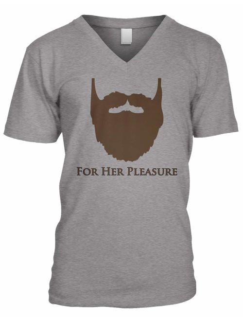 Amdesco Men's Bearded for Her Pleasure V-Neck T-Shirt