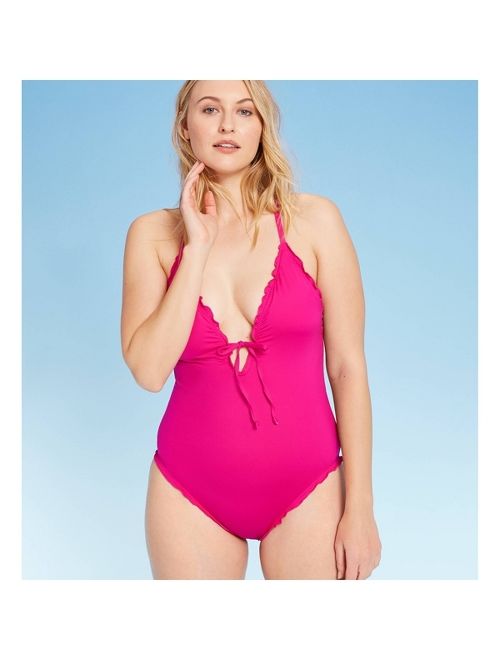 Women's Ruffle Front Tie One Piece Swimsuit - Shade & Shore