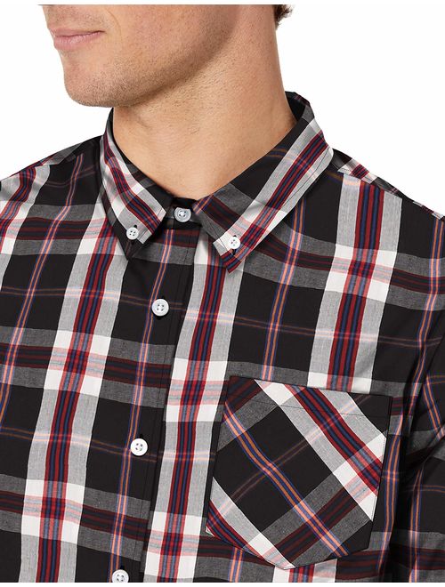 LRG Men's Lifted Research Group Short Sleeve Woven Button Up Shirt