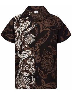 Hawaiian Shirt for Men Funky Casual Button Down Very Loud Shortsleeve Unisex Maori Wedding Print