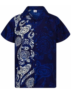 Hawaiian Shirt for Men Funky Casual Button Down Very Loud Shortsleeve Unisex Maori Wedding Print