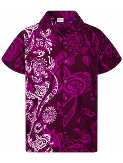 Hawaiian Shirt for Men Funky Casual Button Down Very Loud Shortsleeve Unisex Maori Wedding Print