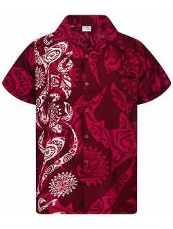 Hawaiian Shirt for Men Funky Casual Button Down Very Loud Shortsleeve Unisex Maori Wedding Print