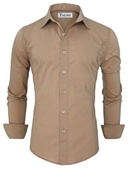 TAM WARE Mens Casual Slim Fit Basic Dress Shirts