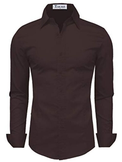 TAM WARE Mens Casual Slim Fit Basic Dress Shirts