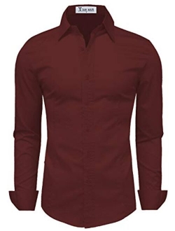 TAM WARE Mens Casual Slim Fit Basic Dress Shirts