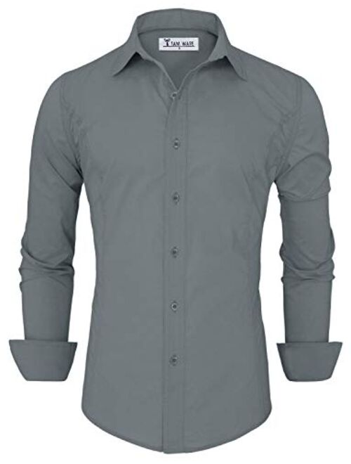 TAM WARE Mens Casual Slim Fit Basic Dress Shirts