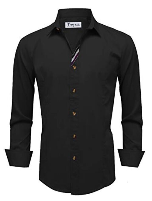 TAM WARE Mens Casual Slim Fit Basic Dress Shirts