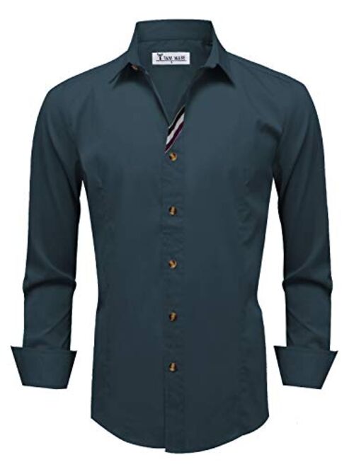 TAM WARE Mens Casual Slim Fit Basic Dress Shirts