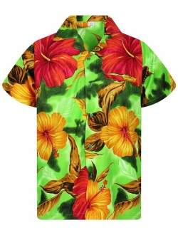 V.H.O. Funky Hawaiian Shirt Men Short-Sleeve Front-Pocket Big Flower Multiple Colors