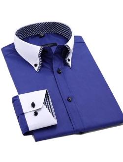 Lyon Becker Mens Italian Shirts Double Collar Slim Fit Casual Button Down Shirt