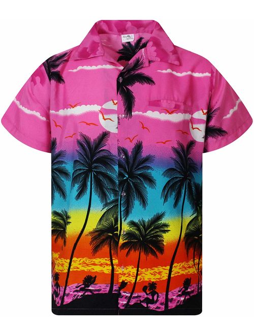 King Kameha Hawaiian Shirt for Men Funky Casual Button Down Very Loud Shortsleeve Unisex Beach