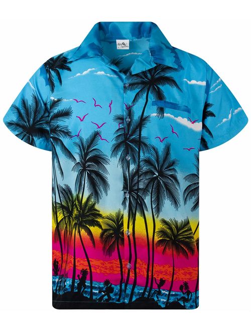 King Kameha Hawaiian Shirt for Men Funky Casual Button Down Very Loud Shortsleeve Unisex Beach