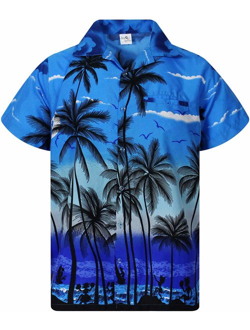 King Kameha Hawaiian Shirt for Men Funky Casual Button Down Very Loud Shortsleeve Unisex Beach