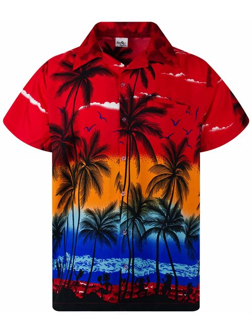 King Kameha Hawaiian Shirt for Men Funky Casual Button Down Very Loud Shortsleeve Unisex Beach