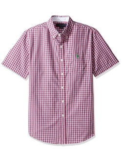 Men's Classic Fit Single Pocket Stripe, Plaid Print Sport Shirt