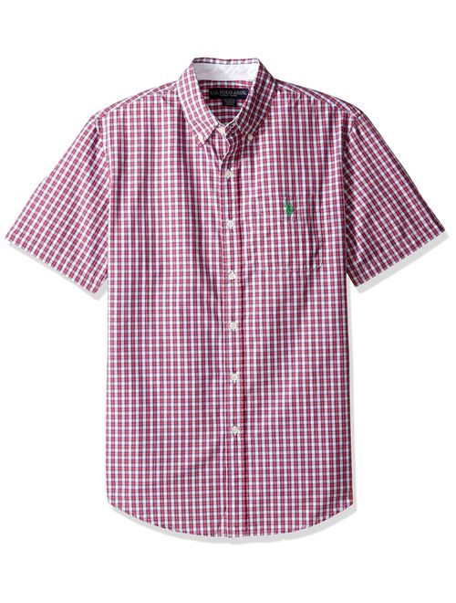 U.S. Polo Assn. Men's Classic Fit Single Pocket Stripe, Plaid Print Sport Shirt