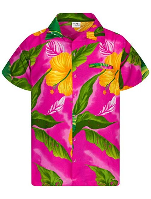 King Kameha Hawaiian Shirt for Men Funky Casual Button Down Very Loud Shortsleeve Unisex Big Flower