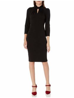 Women's Three Quarter Sleeved Sheath with Keyhole Neckline