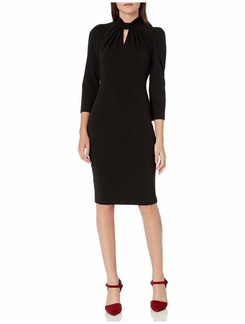 Calvin Klein Women's Three Quarter Sleeved Sheath with Keyhole Neckline