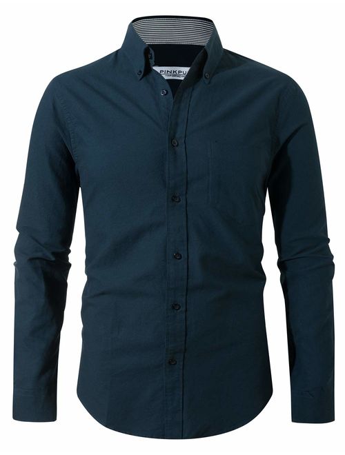 Men's Casual Oxford Button Down Shirts Long Sleeve Regular Fit Business Shirts