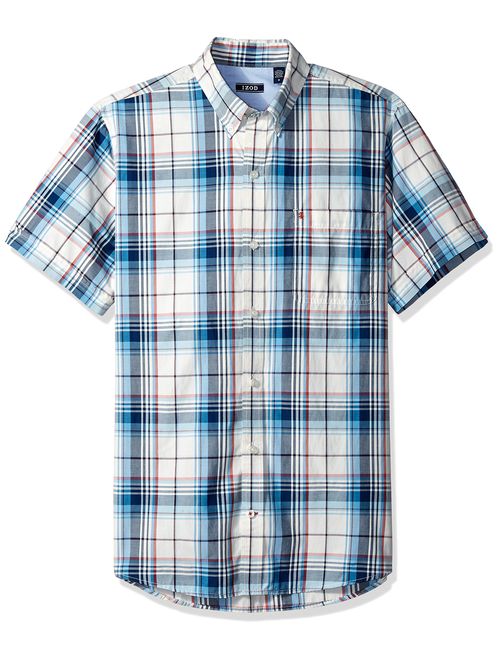 Izod Men's Breeze Short Sleeve Button Down Plaid Shirt