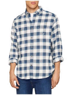 Men's Classic Fit Buffalo Plaid Flannel Shirt, Blue/White