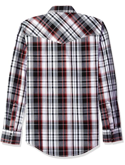 ELY CATTLEMAN Men's Long Sleeve Textured Shirt, Contrast Burnt Orange Plaid, Medium