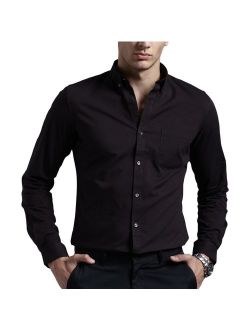 Oshano Mens Casual Black Full Sleeves Button Down Cotton Shirt