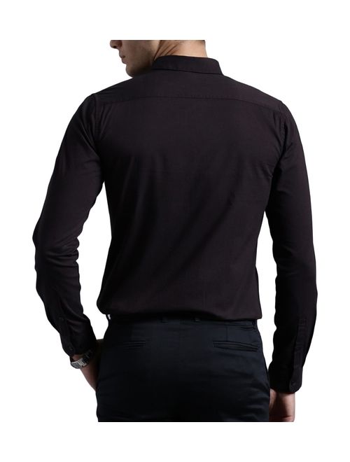 Oshano Mens Casual Black Full Sleeves Button Down Cotton Shirt