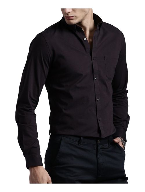 Oshano Mens Casual Black Full Sleeves Button Down Cotton Shirt