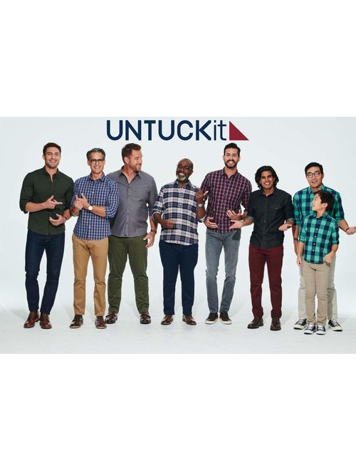 UNTUCKit Rubican - Untucked Shirt for Men Long Sleeve, Wrinkle-Free, Solid Grey