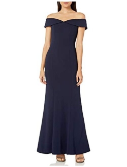 Women's Off The Shoulder Gown with Folded Collar