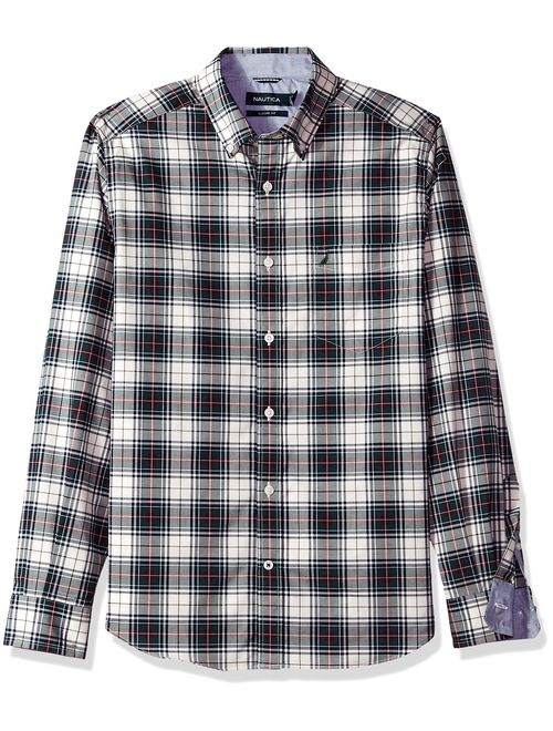 Nautica Ls Stretch Poplin Plaid Button Down Shirt