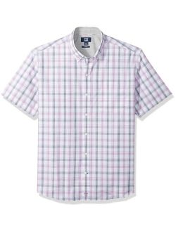 Men's Large Plaid Easy Care Button Down Short Sleeve Shirts
