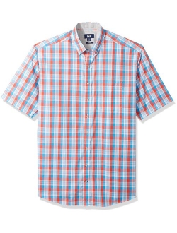 Men's Large Plaid Easy Care Button Down Short Sleeve Shirts