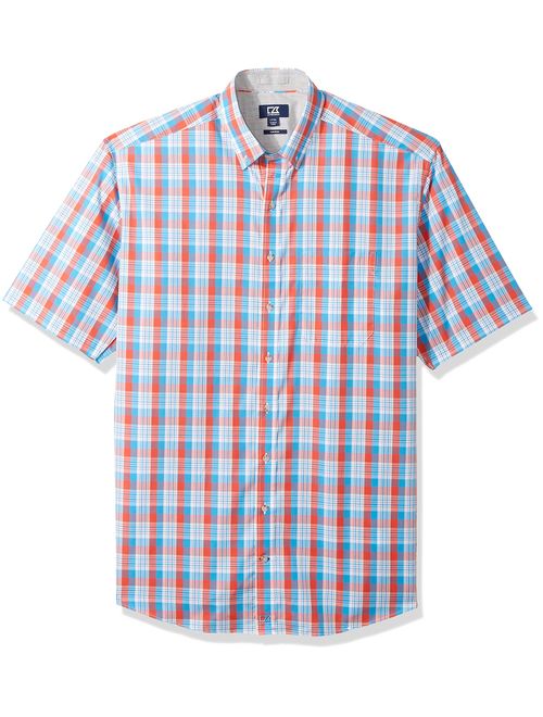 Cutter & Buck Men's Large Plaid Easy Care Button Down Short Sleeve Shirts